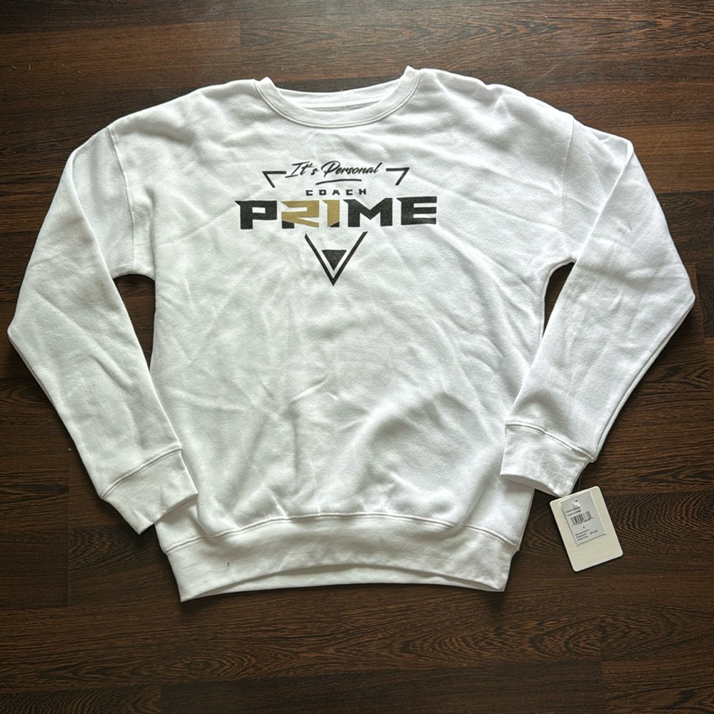WEAR by Erin Andrews Coach Prime "It's Personal" Sweatshirt White Various Sizes